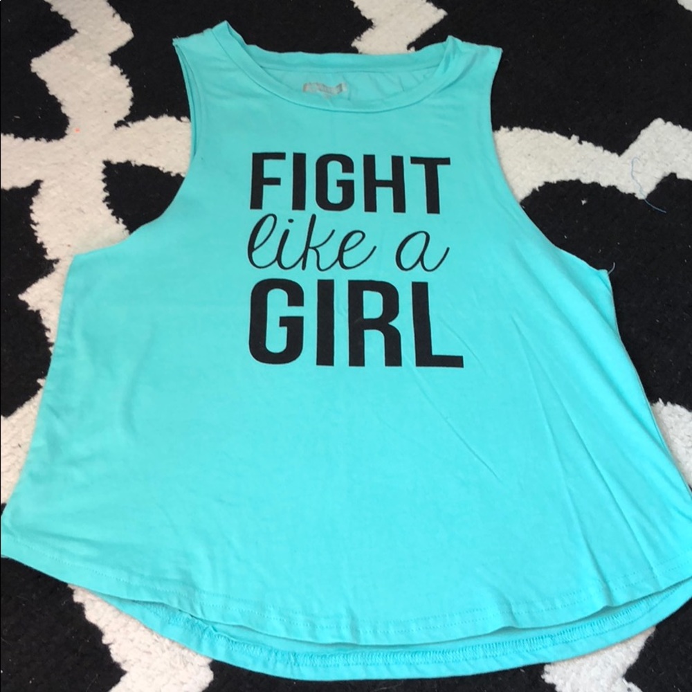 Fight Like A Girl Mint Green Tank Top. Size Small.